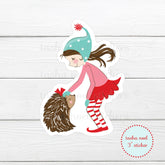 Pixie Girl and Hedgehog Vinyl Sticker